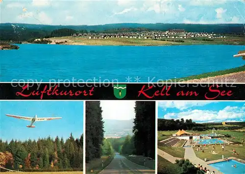 AK / Ansichtskarte Kell_See Seepartie Freibad Segelflieger Kell_See