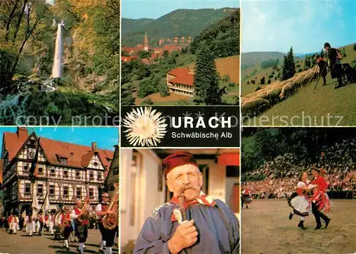 AK / Ansichtskarte Bad_Urach Wasserfall Volkstanz Fachwerk Kapelle Bad_Urach