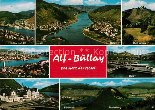 AK / Ansichtskarte Alf_Mosel Bullay Fliegeraufnahme Mosel Burg Arras Marienburg Puenderich  Alf_Mosel