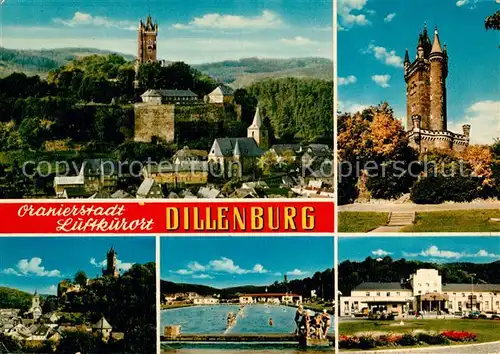 AK / Ansichtskarte Dillenburg Oranierstadt Freibad Kirche Dillenburg