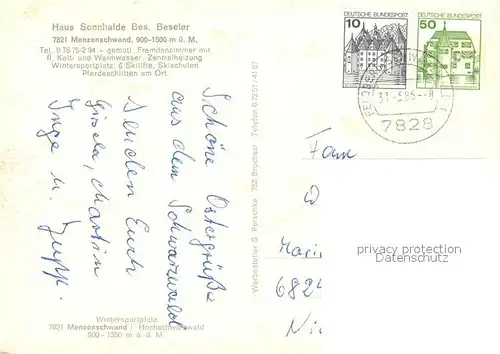 AK / Ansichtskarte Menzenschwand Fliegeraufnahme Haus Sonnhalde Menzenschwand