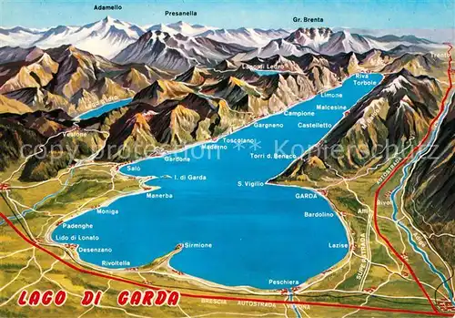 AK / Ansichtskarte Lago_di_Garda Gardasee und Umgebung Alpen aus der Vogelperspektive Lago_di_Garda