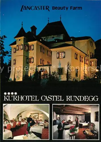 AK / Ansichtskarte Meran_Merano Kurhotel Castel Rundegg Lancester Beauty Farm Restaurant Nachtaufnahme Meran Merano