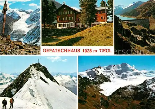 AK / Ansichtskarte Gepatschhaus Berghaus Gebirgspanorama oetztaler Alpen Gipfelkreuz Gepatschhaus