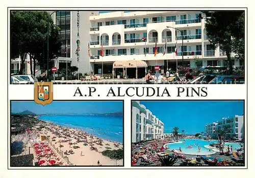 AK / Ansichtskarte Alcudia_Mallorca Apartamentos Alcudia Pins Strand Swimming Pool Alcudia Mallorca