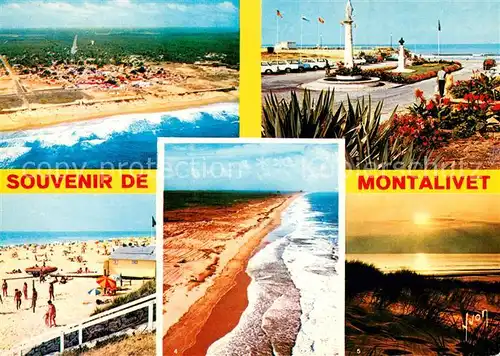 AK / Ansichtskarte Montalivet_les_Bains Vue aerienne Rond Point Plage Ocean Coucher de Soleil Collection Couleurs et Lumiere de France Montalivet_les_Bains