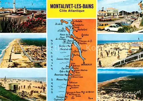 AK / Ansichtskarte Montalivet_les_Bains Rond Point Plage Ocean vue aerienne Landkarte Kueste Montalivet_les_Bains