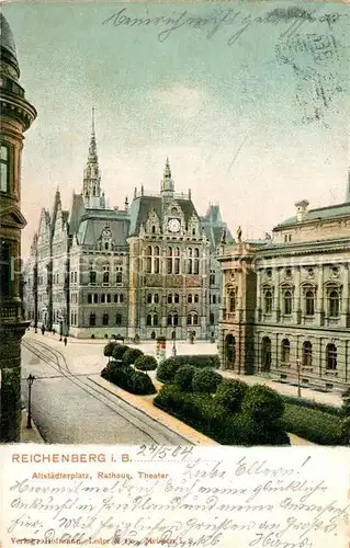 AK / Ansichtskarte Reichenberg_Liberec Altstaedterplatz Rathaus Theater  Reichenberg Liberec