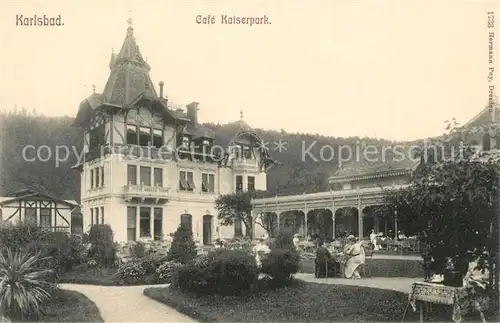 AK / Ansichtskarte Karlsbad_Eger Cafe Kaiserpark Karlsbad_Eger
