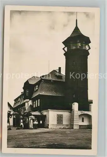 AK / Ansichtskarte Klinovec Bergrestaurant Aussichtsturm Klinovec