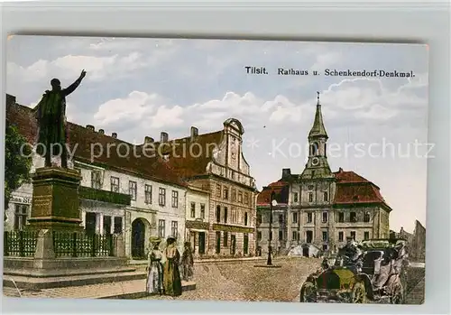 AK / Ansichtskarte Tilsit_Sowetsk Rathaus Schenkendorf Denkmal 