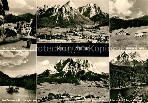 AK / Ansichtskarte Lermoos_Tirol Dorfstrasse Panorama mit Sonnenspitze Zugspitze Wettersteingebirge Lermooser Alm Blindsee Weissensee Loreagruppe Lermoos Tirol