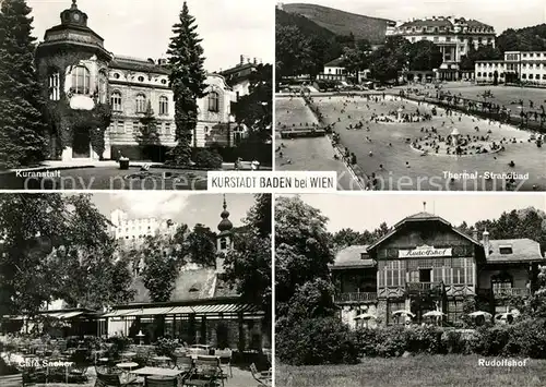 AK / Ansichtskarte Baden_Wien Kuranstalt Thermal Strandbad Rudolfshof Cafe Sacher Baden_Wien