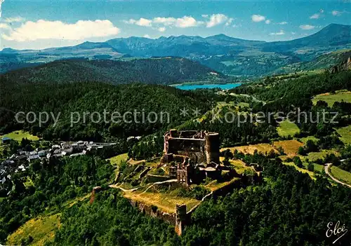 AK / Ansichtskarte Murol Chateau Fort Lac Chambon Chaine de Montagnes du Sancy vue aerienne Murol