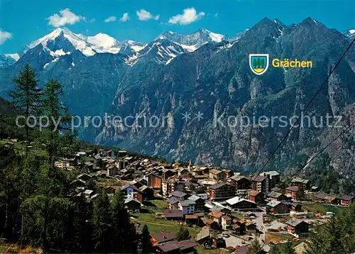 AK / Ansichtskarte Graechen_VS mit Weisshorn Brunegghorn Bishorn Barrhoerner Graechen_VS
