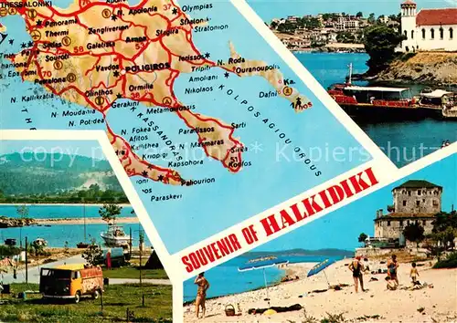 AK / Ansichtskarte Halkidiki_Chalkidiki Strand Landkarte Halkidiki Chalkidiki