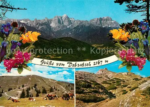 AK / Ansichtskarte Dobratsch_Kaernten Rosstratte Ludwig Walter Haus Deutsche Kirche Kuehe Dobratsch Kaernten