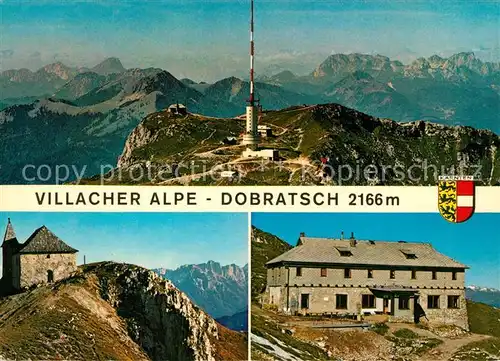 AK / Ansichtskarte Dobratsch_Kaernten Villacher Alpe Sendeturm Kirche Ludwig Walter Haus Dobratsch Kaernten