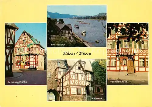 AK / Ansichtskarte Rhens Rheinpartie Fachwerk Malereck Rathausschaenke Rhens