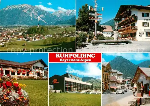 AK / Ansichtskarte Ruhpolding Rauschberg Sonntagshorn Kurhaus Hallenbad Hauptstrasse Ruhpolding