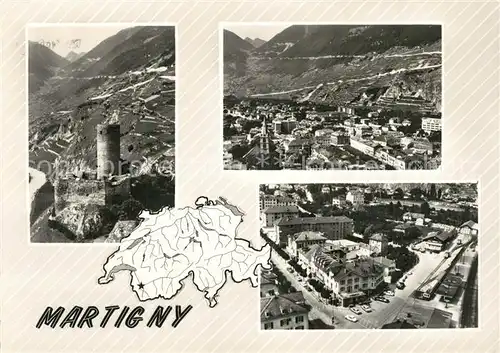 AK / Ansichtskarte Martigny_VS en avion au dessus de la ville Martigny VS