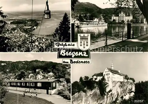 AK / Ansichtskarte Bregenz_Vorarlberg Pfaender Bergbahn Uferpartie am Bodensee Riedenburg Bregenz Vorarlberg