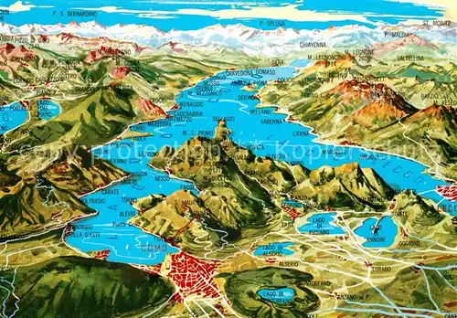 AK / Ansichtskarte Lago_di_Como Comersee und Umgebung aus der Vogelperspektive Lago_di_Como