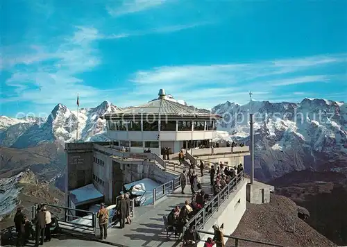AK / Ansichtskarte Muerren_BE Schilthornbahn Drehrestaurant Piz Gloria Eiger Moench Jungfrau Berner Alpen Muerren_BE