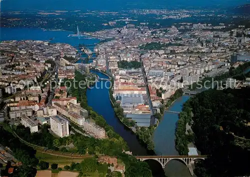 AK / Ansichtskarte Geneve_GE La jonction du Rhone et de l Arve vue aerienne Geneve_GE