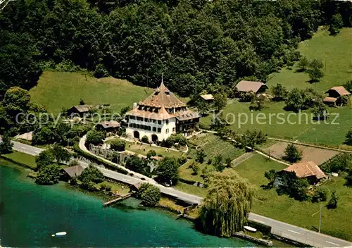 AK / Ansichtskarte Merligen Ralliggut am Thunersee Fliegeraufnahme Merligen