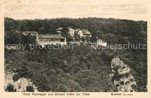 AK / Ansichtskarte Thale_Harz Hotel Rosstrappe Buelows Hoehe Thale_Harz