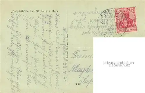 AK / Ansichtskarte Stolberg_Harz Josephshoehe Stolberg Harz