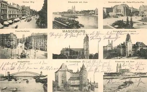AK / Ansichtskarte Magdeburg Breitr Weg Dom Theater Kaiser Wilhelm Platz  Magdeburg