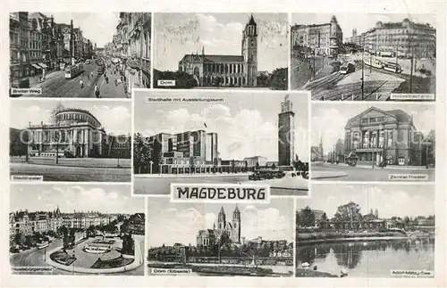 AK / Ansichtskarte Magdeburg Dom Theater Adolf Mittagsee Magdeburg