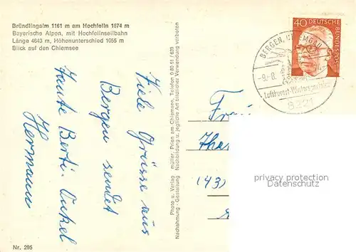 AK / Ansichtskarte Bruendlingalm am Hochfelln mit Seilbahn und Chiemseeblick Bruendlingalm