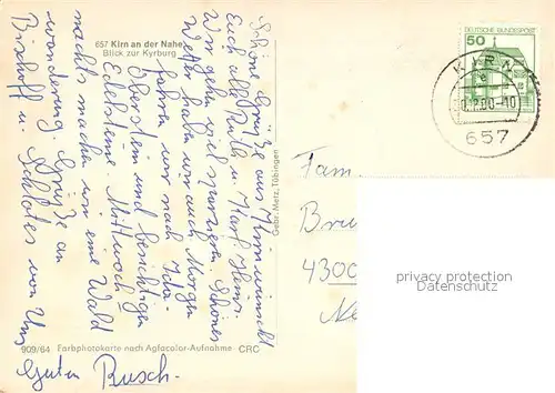 AK / Ansichtskarte Kirn_Nahe Blick zur Kyrburg Kirn_Nahe