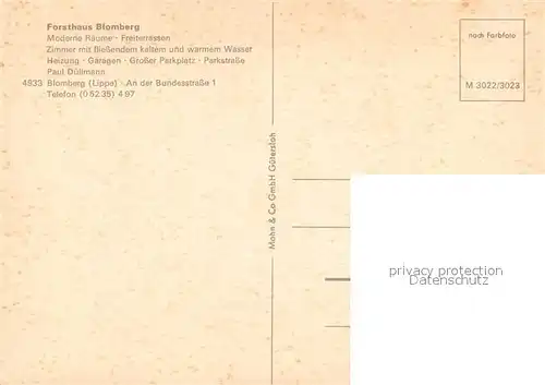AK / Ansichtskarte Blomberg_Lippe Forsthaus Blomberg Gastraum Blomberg Lippe