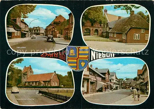 AK / Ansichtskarte Niebuell Hauptstrasse Friesenhaus Oeezbueller Kirche  Niebuell