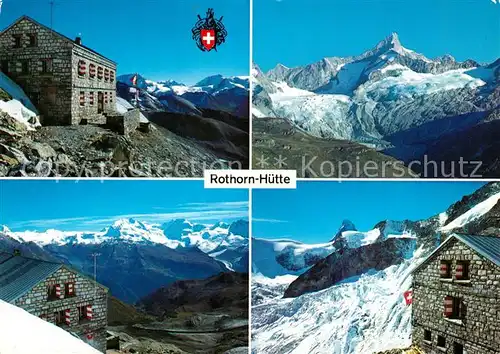 AK / Ansichtskarte Rothornhuette bei Zermatt Rimpfischhorn Monte Rosa Matterhorn Rothornhuette