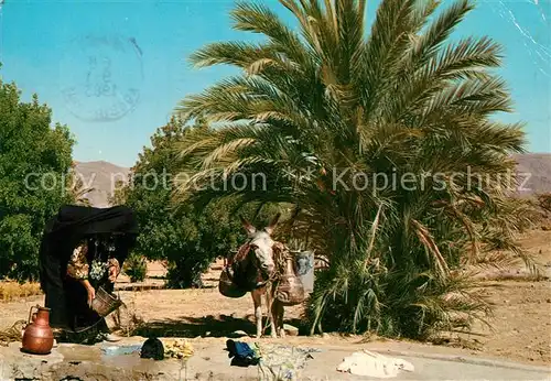 AK / Ansichtskarte Marokko_Maroc Esel am Brunnen Marokko Maroc