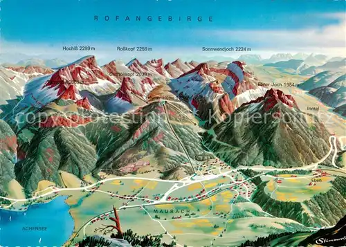 AK / Ansichtskarte Maurach_Achensee Panoramakarte Rofanseilbahn zur Erfurter Huette Achensee Maurach Achensee