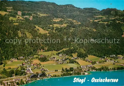 AK / Ansichtskarte Stiegl_Ossiach Fliegeraufnahme mit Ossiachersee bei Steindorf Stiegl Ossiach