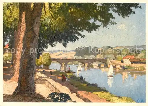 AK / Ansichtskarte Mantes la Jolie Le Pont Dessin Kuenstlerkarte Mantes la Jolie