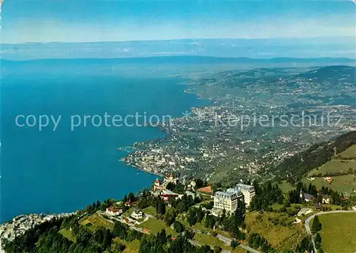 AK / Ansichtskarte Caux_VD Vue aerienne sur Clarens La Tour de Peilz Vevey et Mont Pelerin Lac Leman Genfersee Caux_VD