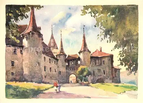 AK / Ansichtskarte Colombier_VD Chateau Dessin Schloss Kuenstlerkarte Colombier VD