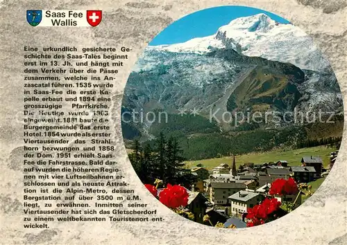 AK / Ansichtskarte Saas Fee Gesamtansicht mit Blick zum Alphubel Walliser Alpen Saas Fee