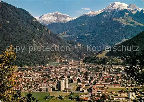 AK / Ansichtskarte Chur_GR Gesamtansicht mit Alpenpanorama Aroser Weisshorn Churer Joch Plessuralpen Chur_GR