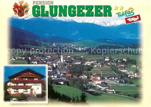 AK / Ansichtskarte Tulfes_Tirol Pension Glungezer Gesamtansicht mit Alpenpanorama Tulfes Tirol