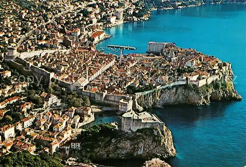AK / Ansichtskarte Dubrovnik_Ragusa Altstadt Festung Hafen Fliegeraufnahme Dubrovnik Ragusa
