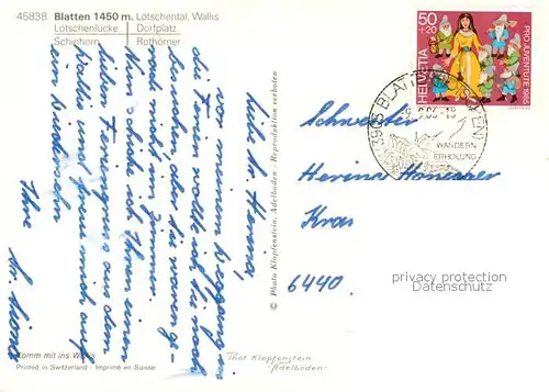 AK / Ansichtskarte Blatten_Naters Ortsmotive Kirche Panorama Loetschental Walliser Alpen Blatten_Naters